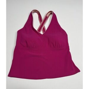 Lands End Plus Size 16W‎ Fuchsia Gathered Tankini Swimsuit Top Soft cup